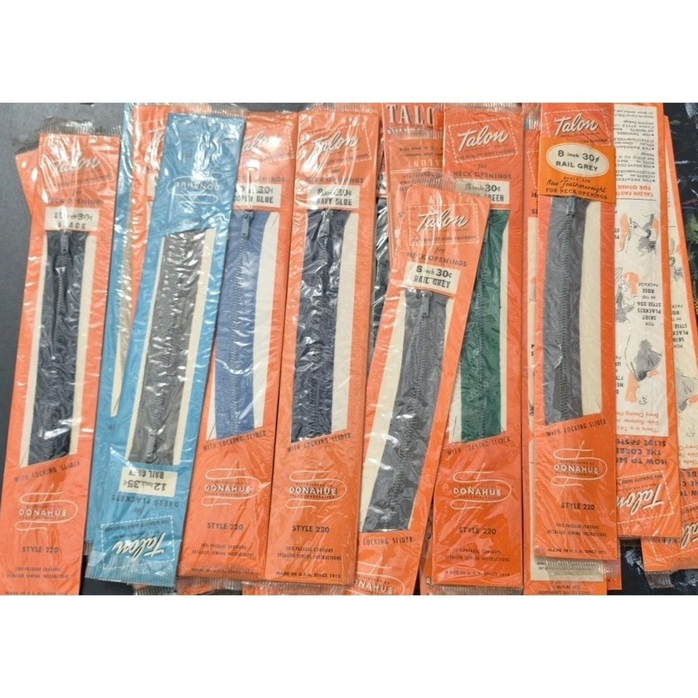 Vtg 50s Talon Slide Fastener Lot Of 37‎ Different Styles, Colors And Sizes New